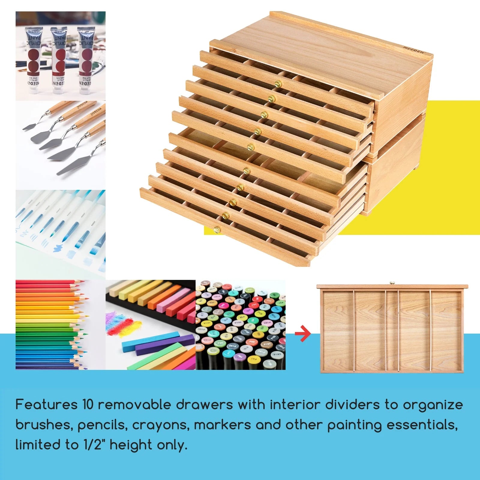 MEEDEN 10-Drawer Storage Box & 96-Color Dual Tip Acrylic Markers Artist Set
