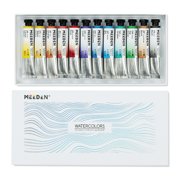 MEEDEN Professinal Watercolor Paint Set, 12 Colors 15ml/0.5oz