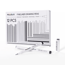 MEEDEN Black Micro Fineliner Pens – 12-Size Set, 0.05-3mm, Waterproof Archival Ink for Sketching & Illustration
