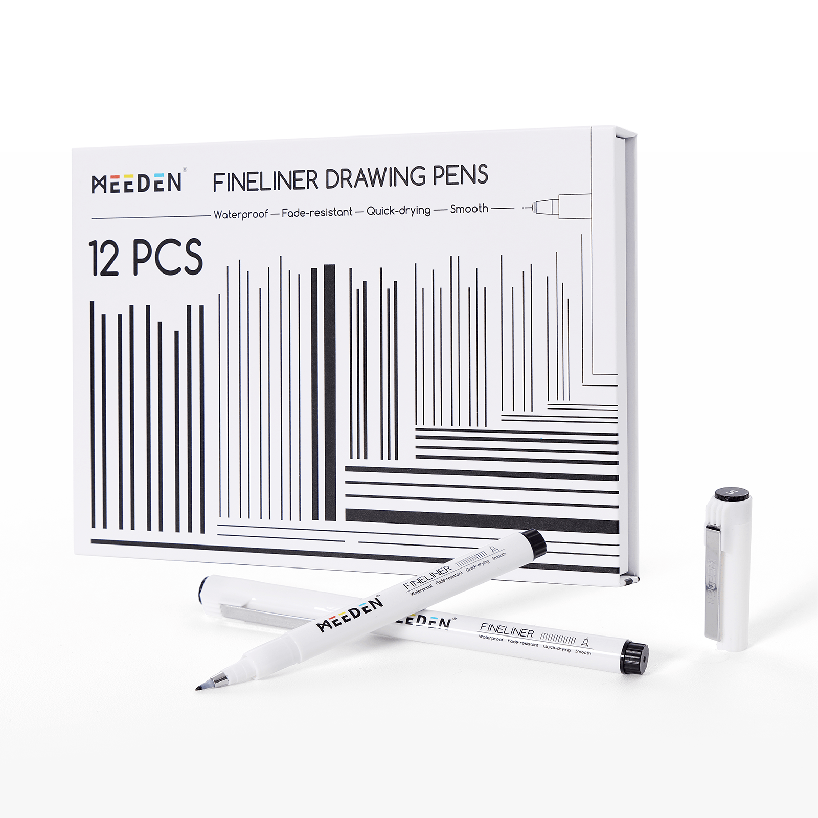 MEEDEN Black Micro Fineliner Pens – 12-Size Set, 0.05-3mm, Waterproof Archival Ink for Sketching & Illustration