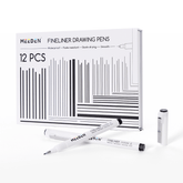MEEDEN Black Micro Fineliner Pens – 12-Size Set, 0.05-3mm, Waterproof Archival Ink for Sketching & Illustration