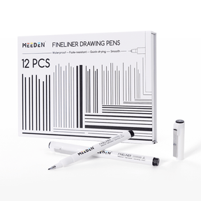 MEEDEN Black Micro Fineliner Pens – 12-Size Set, 0.05-3mm, Waterproof Archival Ink for Sketching & Illustration