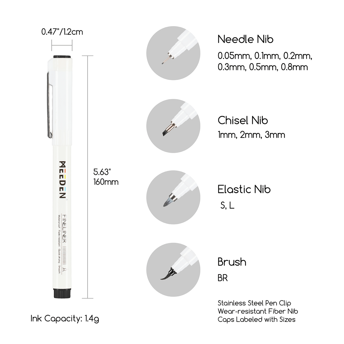 MEEDEN Black Micro Fineliner Pens – 12-Size Set, 0.05-3mm, Waterproof Archival Ink for Sketching & Illustration
