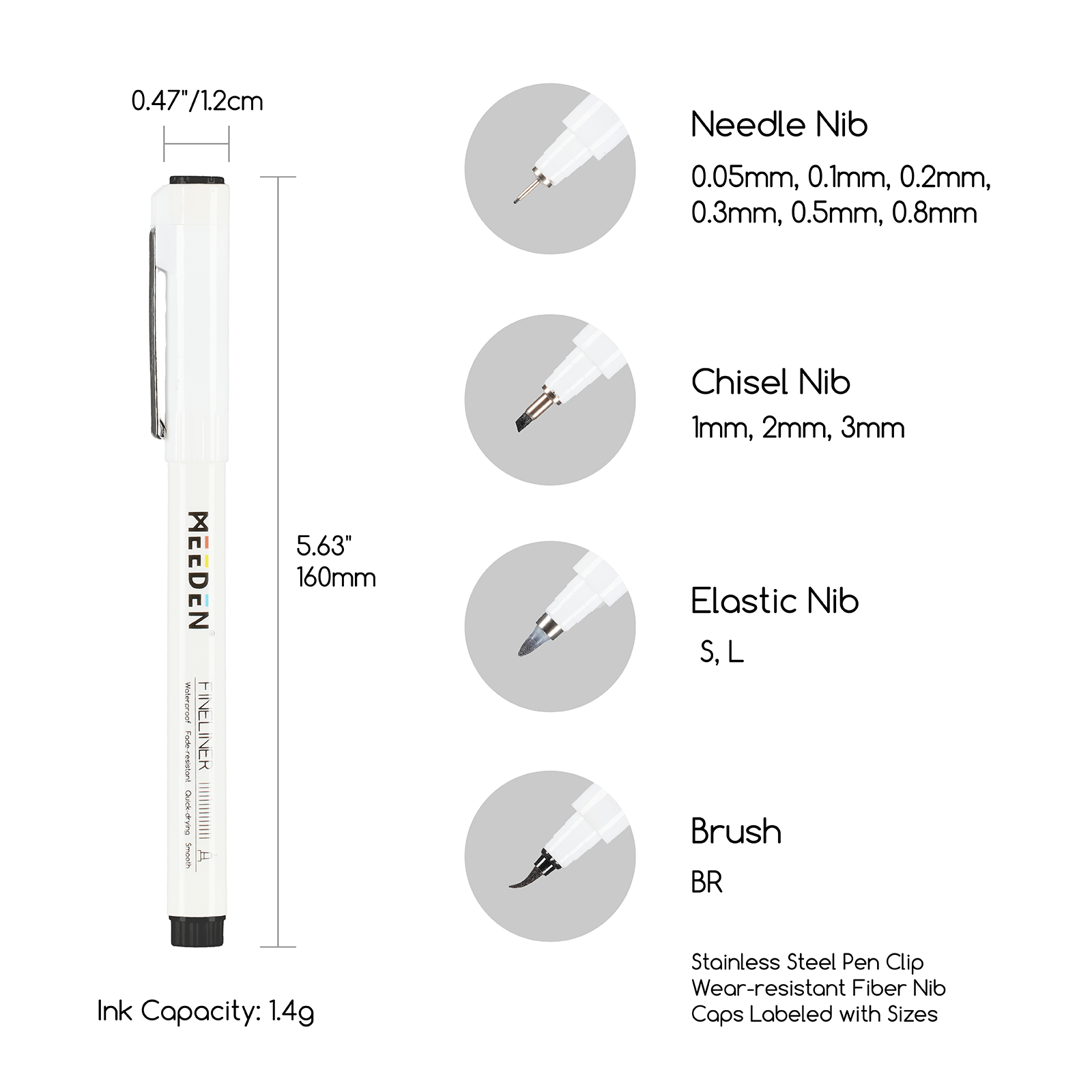 MEEDEN Black Micro Fineliner Pens – 12-Size Set, 0.05-3mm, Waterproof Archival Ink for Sketching & Illustration