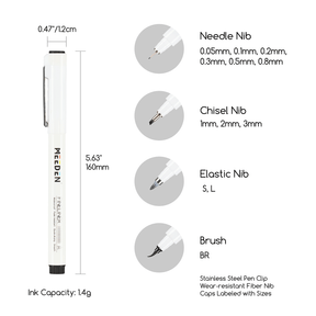 MEEDEN Black Micro Fineliner Pens – 12-Size Set, 0.05-3mm, Waterproof Archival Ink for Sketching & Illustration