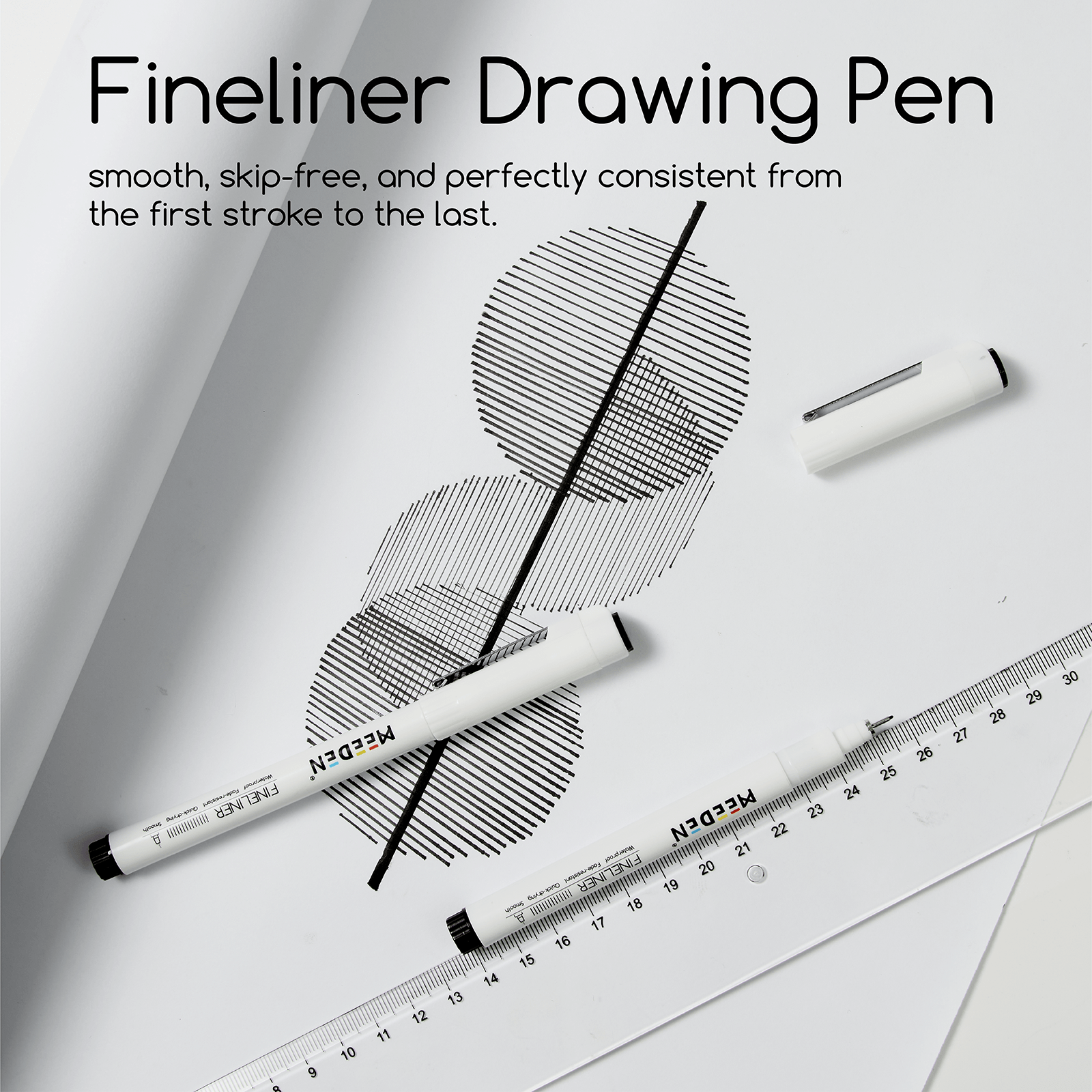 MEEDEN Black Micro Fineliner Pens – 12-Size Set, 0.05-3mm, Waterproof Archival Ink for Sketching & Illustration
