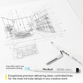 MEEDEN Black Micro Fineliner Pens – 12-Size Set, 0.05-3mm, Waterproof Archival Ink for Sketching & Illustration