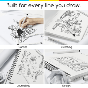 MEEDEN Black Micro Fineliner Pens – 12-Size Set, 0.05-3mm, Waterproof Archival Ink for Sketching & Illustration