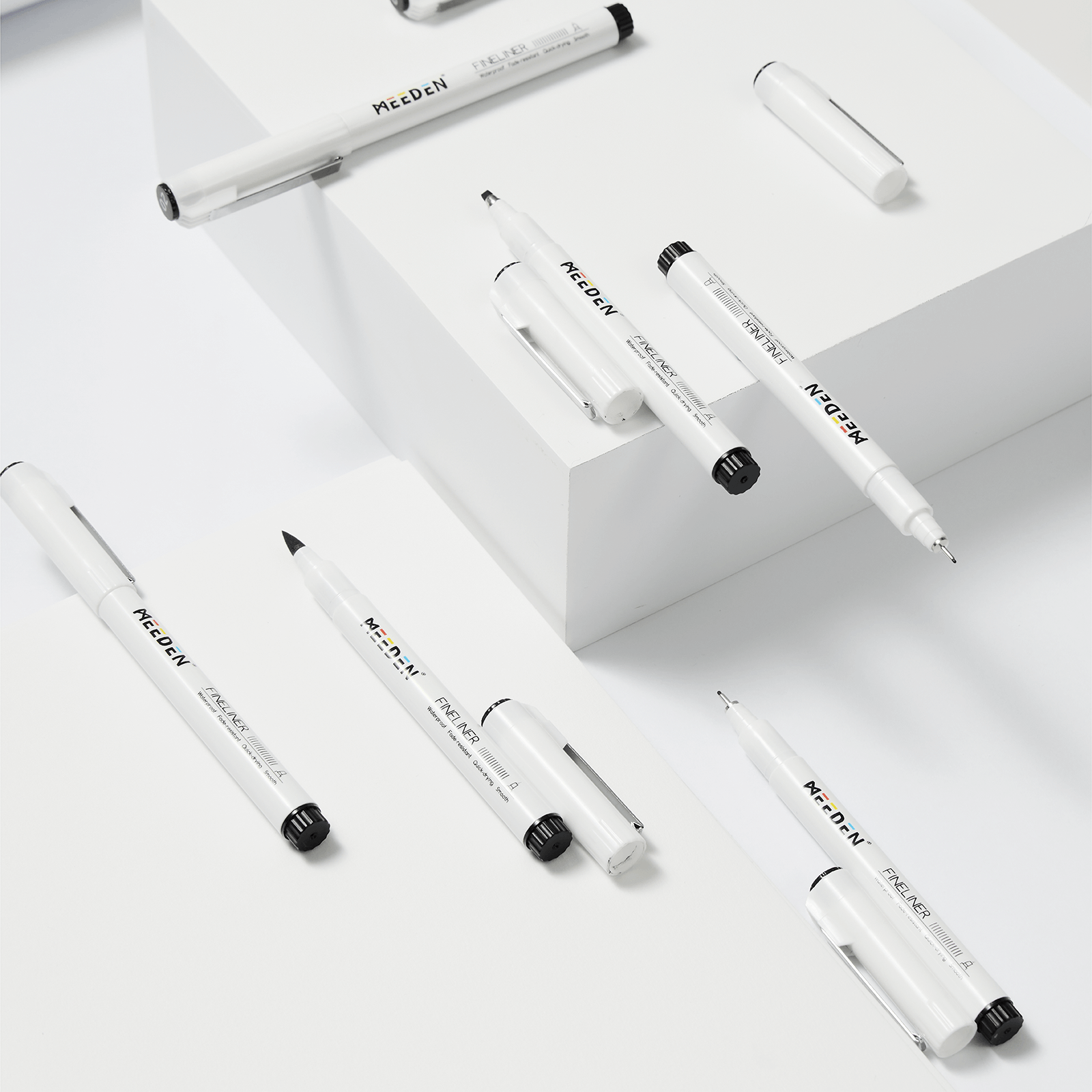 MEEDEN Black Micro Fineliner Pens – 12-Size Set, 0.05-3mm, Waterproof Archival Ink for Sketching & Illustration