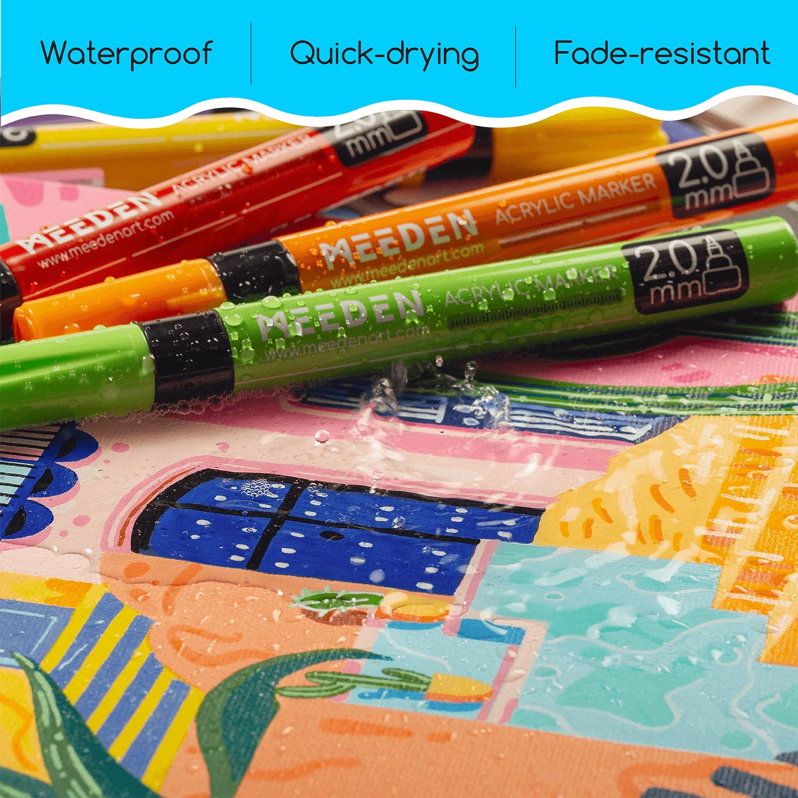 MEEDEN Acrylic Markers, Bamboo 32 Compartments Holder & Heavyweight Sketchbook Paper Pad Set