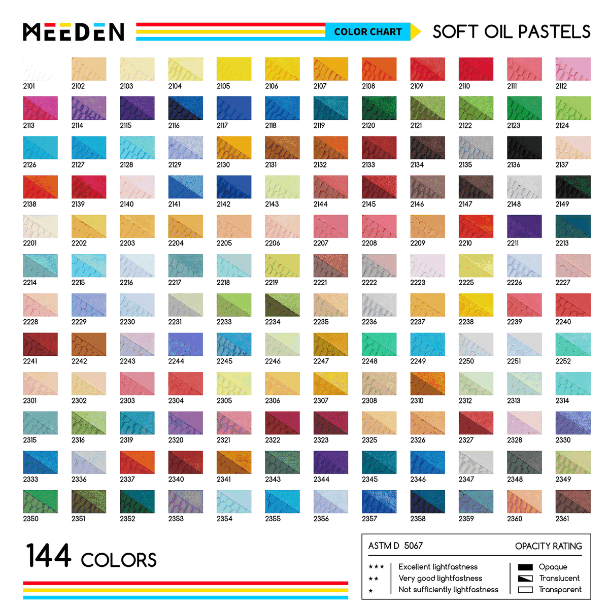 MEEDEN Soft Oil Pastels Set, 144 Vibrant Colors