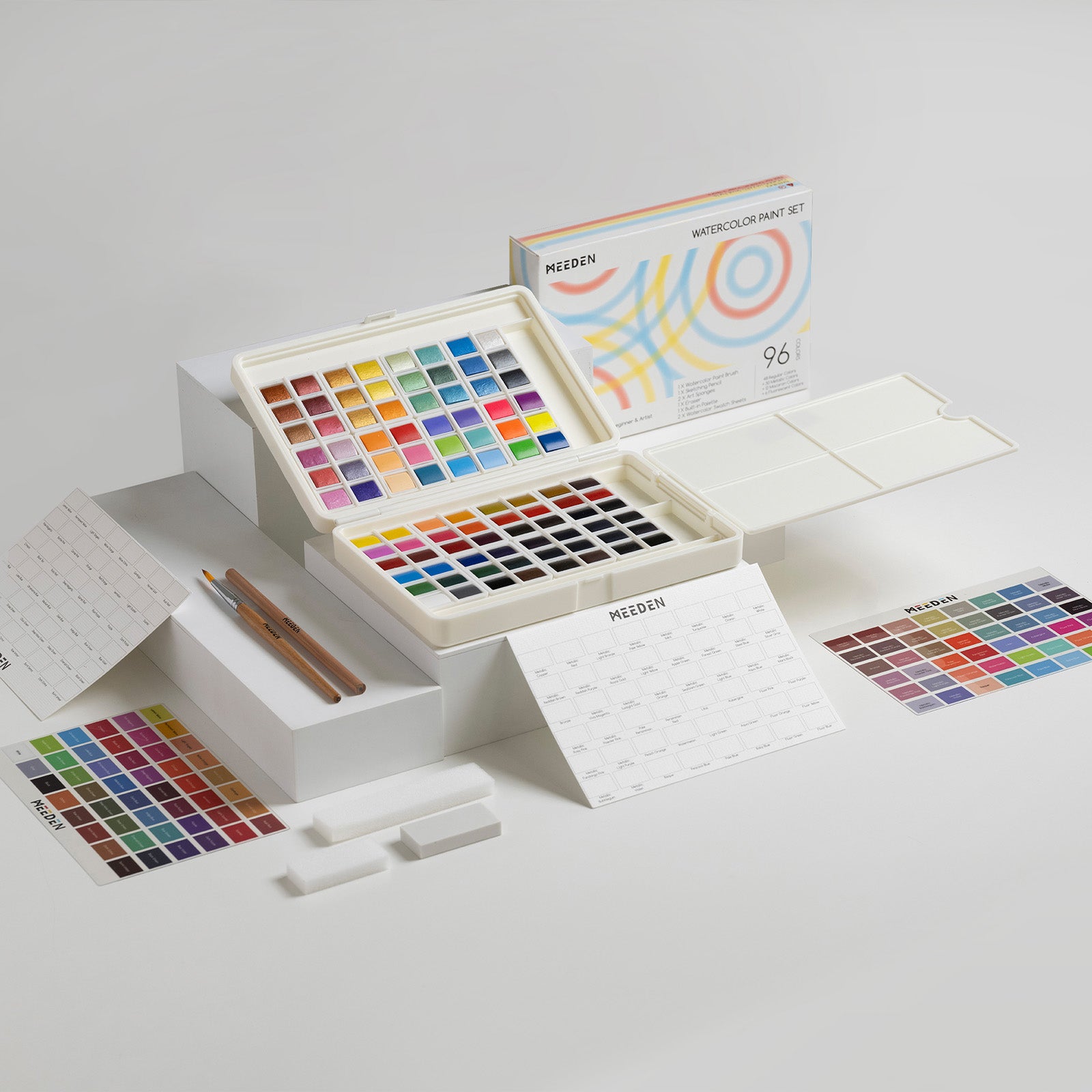 MEEDEN Solid Watercolor and Professional Brushes Set