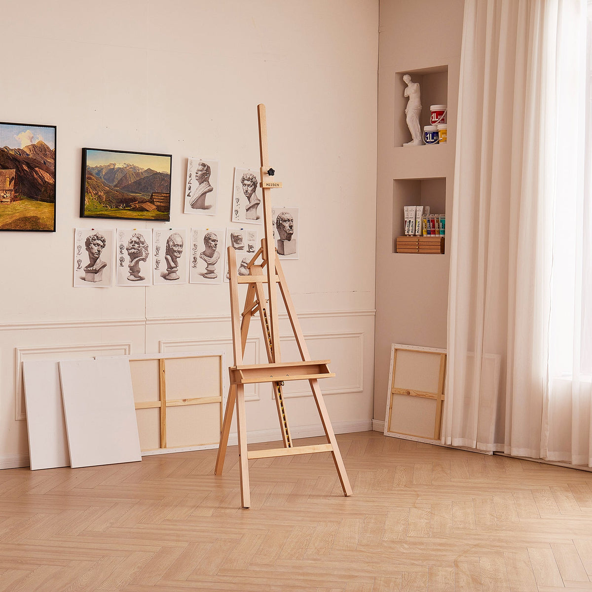 MEEDEN Large A-Frame Adjustable Artist Easel Stand-W09B
