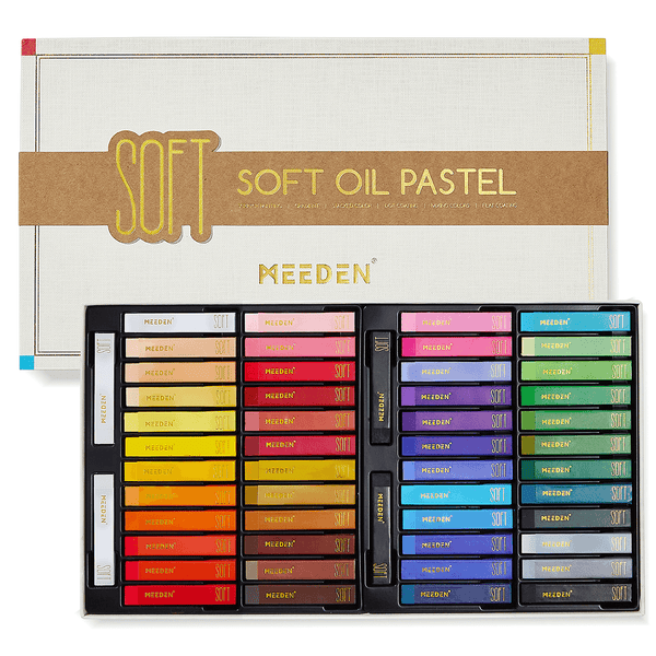 MEEDEN Professional Square Soft Oil Pastels, 48 Colors With Extra 2 White & 2 Black