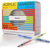 MEEDEN Automatic Ink Control Dual Tip Acrylic Paint Markers, 120 Colors