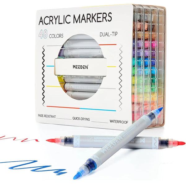 MEEDEN Dual Tip Acrylic Paint Markers, 48 Colors