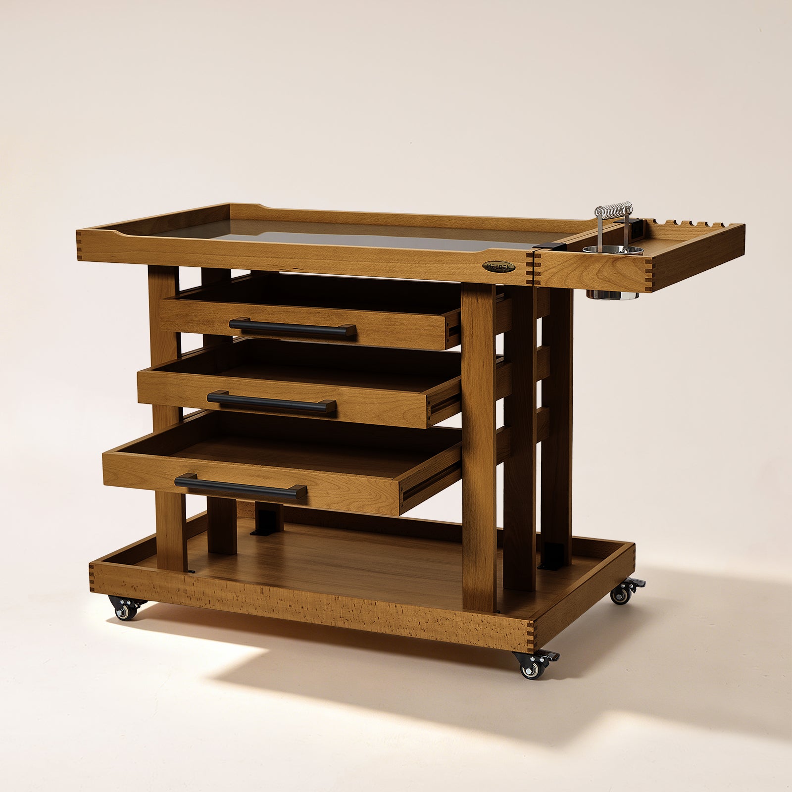 MEEDEN Extra Large Artist Supplies Storage Cart, 5-Tier Taboret with 3 Drawers-Walnut