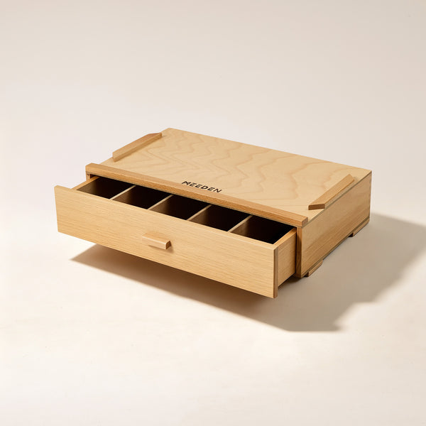 MEEDEN 1-Tier Beech Wood Organizer Box with Removable Dividers