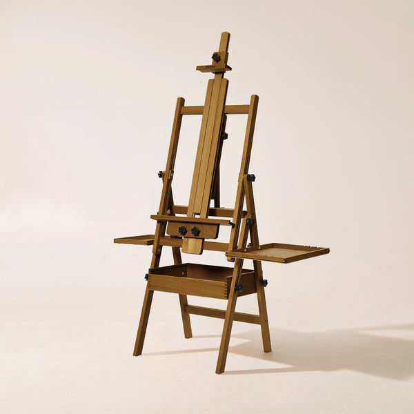 MEEDEN H-Frame Beech Wood Walnut Art Easel with Storage, Adjustable 50"-80" H