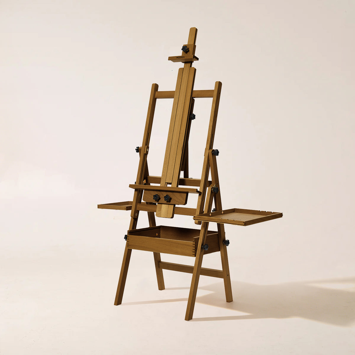 MEEDEN H-Frame Beech Wood Walnut Art Easel with Storage, Adjustable 50"-80" H