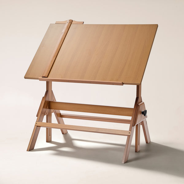 MEEDEN Adjustable Drafting Table – Solid Wood Art Desk, Light Walnut-XSZ