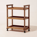 MEEDEN Rolling Art Cart, Solid Beechwood 3-Tier Storage Trolley - Light Walnut - W13