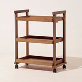 MEEDEN Rolling Art Cart, Solid Beechwood 3-Tier Storage Trolley - Light Walnut - W13