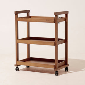 MEEDEN Rolling Art Cart, Solid Beechwood 3-Tier Storage Trolley - Light Walnut - W13