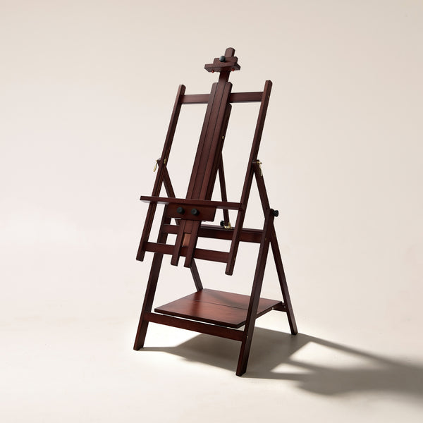 MEEDEN Heavy Duty H-Frame Easel, Adjustable & Tiltable, Deep Walnut - W10B