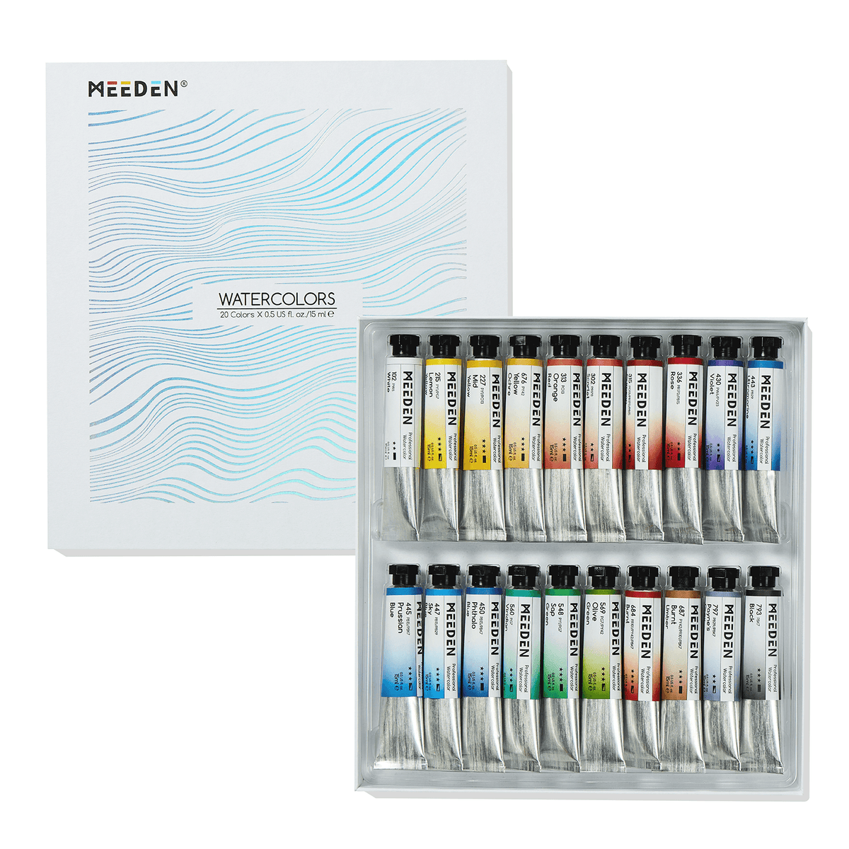 MEEDEN Professinal Watercolor Paint Set, 20 Colors 15ml/0.5oz