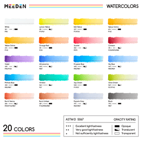 MEEDEN Professinal Watercolor Paint Set, 20 Colors 15ml/0.5oz