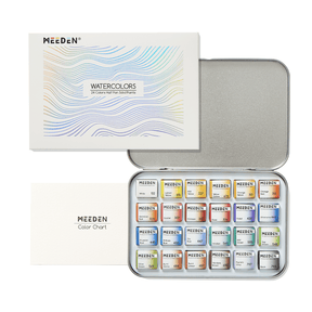 MEEDEN Professional 24 Colors High Saturation Semi-Moist Watercolor Paint Set