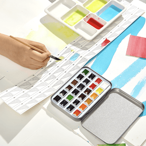 MEEDEN Professional 24 Colors High Saturation Semi-Moist Watercolor Paint Set