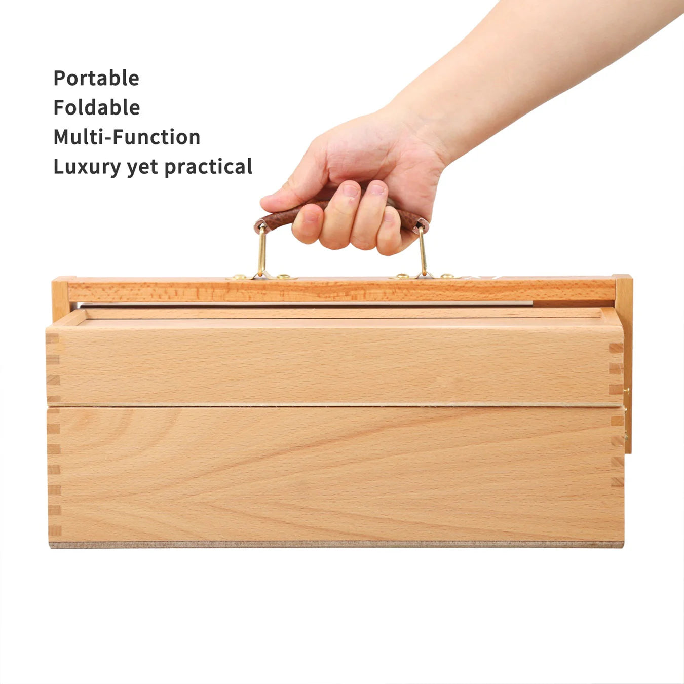 MEEDEN Wooden Storage Box, Hot Press Watercolor Paper, 24-Color Paint Set & Ceramic Tray Palette
