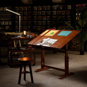MEEDEN Extra Large Wooden Drafting Table, Light Walnut
