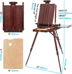 MEEDEN Foldable Beechwood French Easel with Drawer, Palette & Metal Tray – Dark Walnut