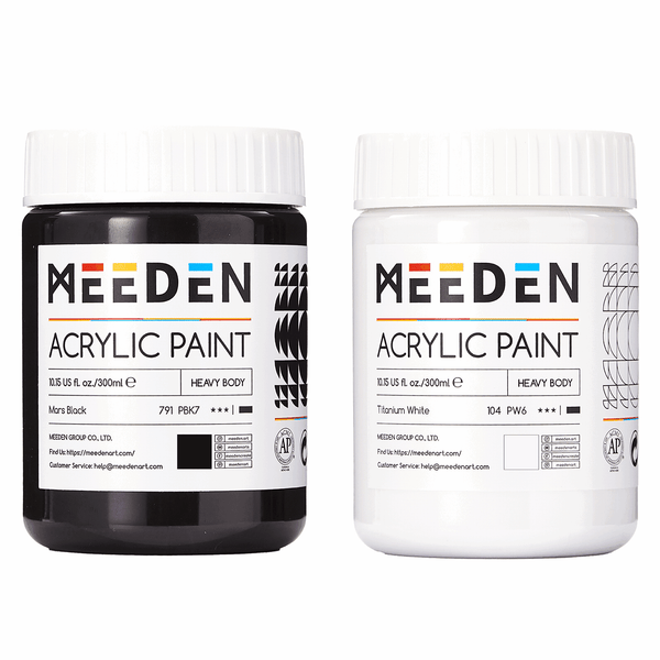 MEEDEN Black and White  Heavy Body Acrylic Paint, 300ml/10oz, 2 Jars