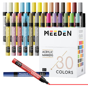 MEEDEN Acrylic Markers, Bamboo 32 Compartments Holder & Heavyweight Sketchbook Paper Pad Set