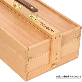 MEEDEN Wooden Storage Box, Hot Press Watercolor Paper, 24-Color Paint Set & Ceramic Tray Palette