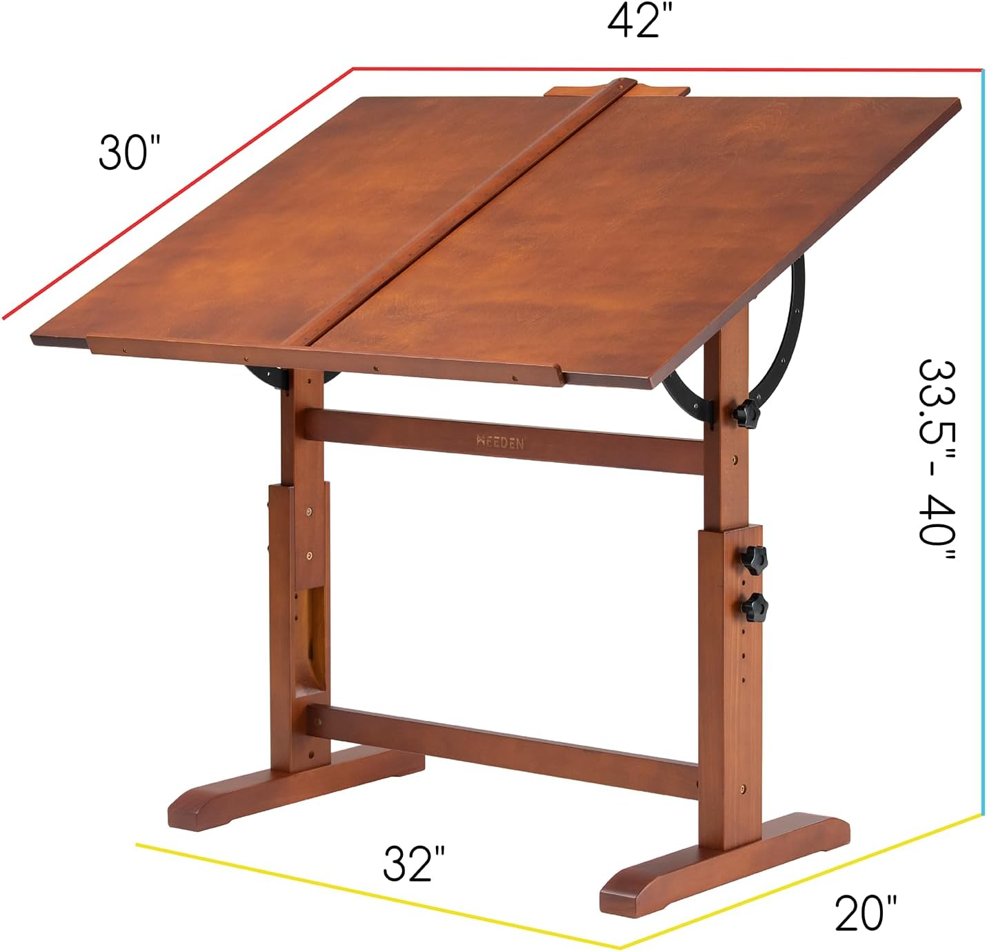 MEEDEN Extra Large Wooden Drafting Table, Light Walnut