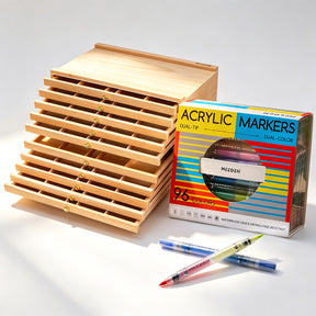 MEEDEN 10-Drawer Storage Box & 96-Color Dual Tip Acrylic Markers Artist Set
