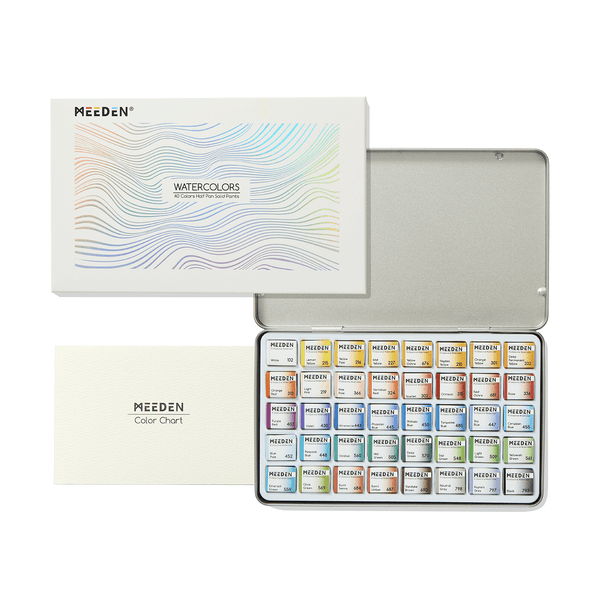 MEEDEN Professional 40 Colors High Saturation Semi-Moist Watercolor Paint Set