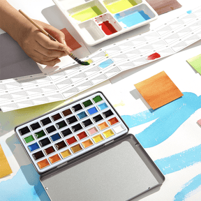MEEDEN Professional 40 Colors High Saturation Semi-Moist Watercolor Paint Set