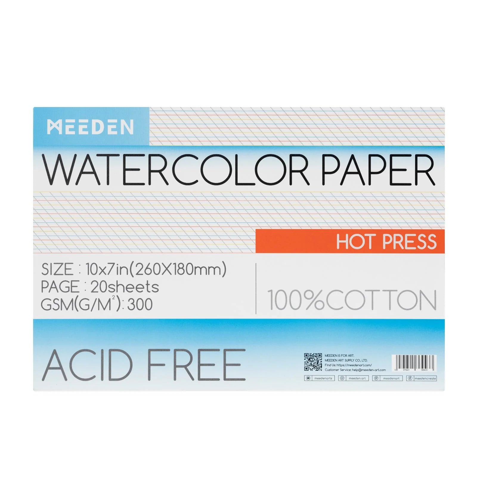 MEEDEN Wooden Storage Box, Hot Press Watercolor Paper, 24-Color Paint Set & Ceramic Tray Palette