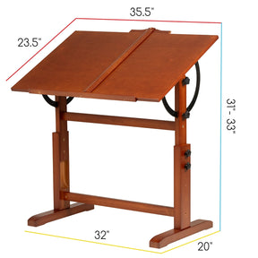 MEEDEN Vintage Adjustable Wooden Drafting Table & Stool Set-XSZ-4
