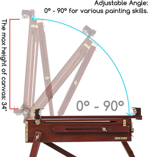 MEEDEN Foldable Beechwood French Easel with Drawer, Palette & Metal Tray – Dark Walnut