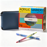 MEEDEN Leather Tri-Layer Organizer Case & 96-Color Dual Tip Acrylic Markers Set