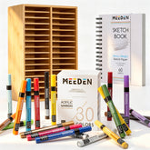 MEEDEN Acrylic Markers, Bamboo 32 Compartments Holder & Heavyweight Sketchbook Paper Pad Set