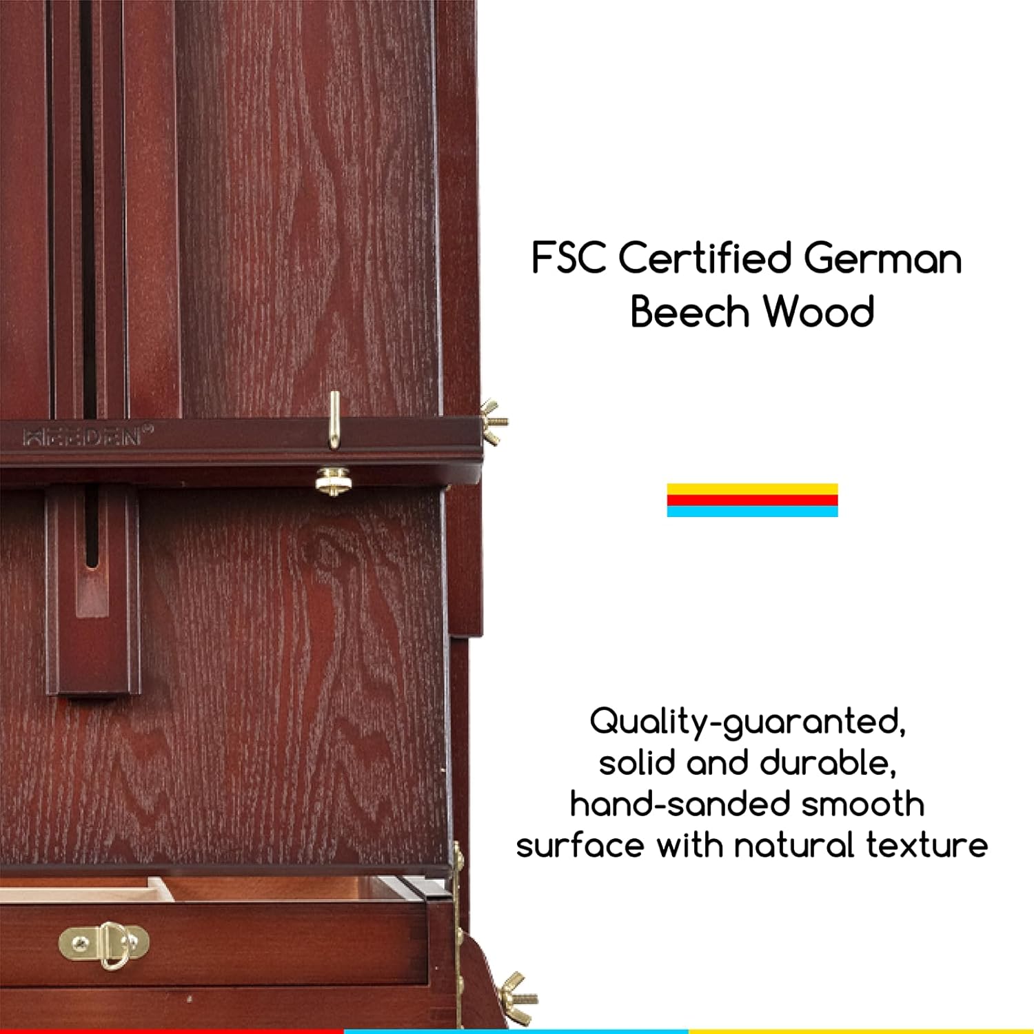 MEEDEN Foldable Beechwood French Easel with Drawer, Palette & Metal Tray – Dark Walnut