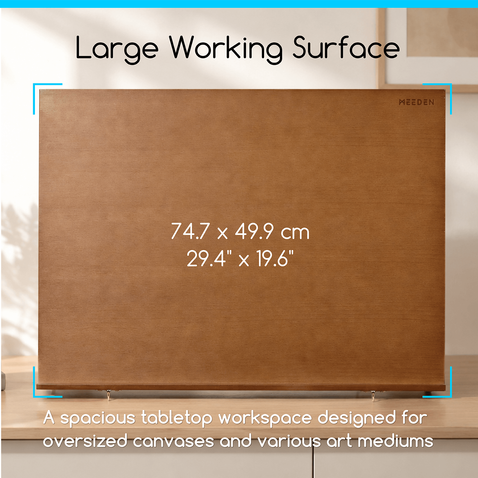 MEEDEN Adjustable Extra Large Wooden Tabletop Easel, Walnut